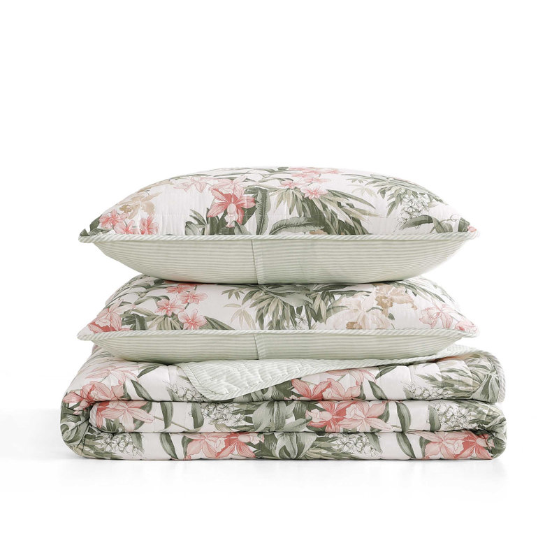 Island Orchid Quilt, King Quilt + 2 King Shams, Pink