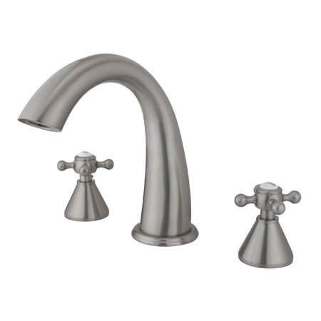 Double Handle Deck Mounted Roman Tub Faucet, Satin Nickel