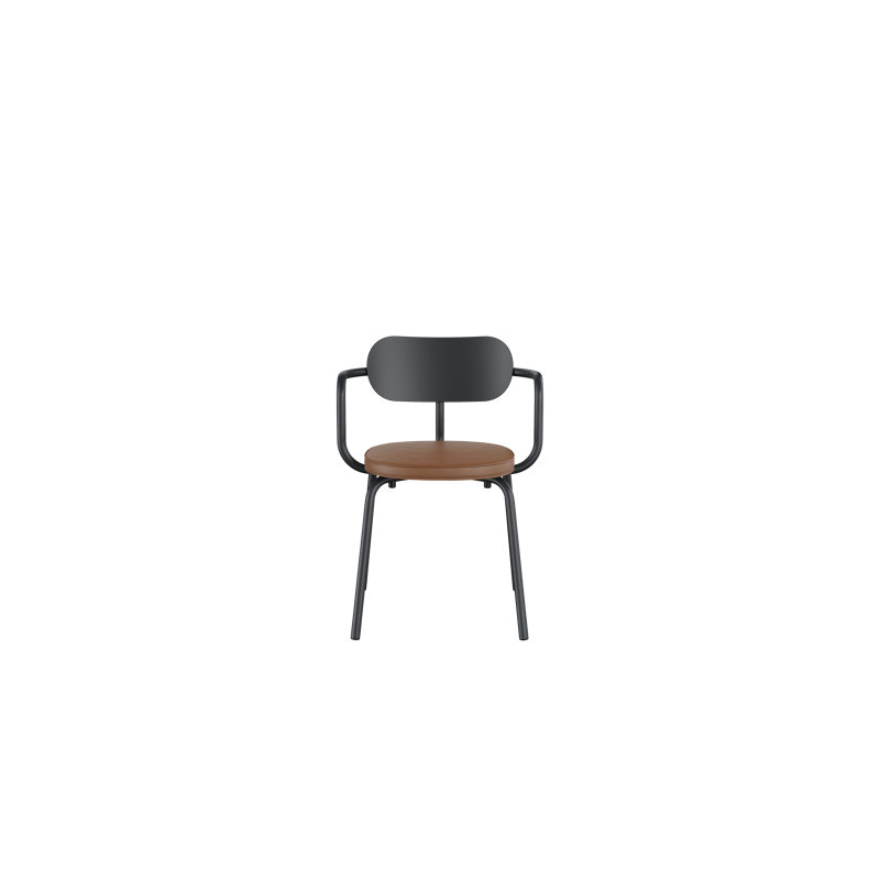 Khylia 18.1'' H Upholstered Metal Armchair, Tan, Black