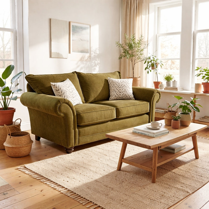 Dalton Textured Wave Sofa- Made in the UK, Sage, 2