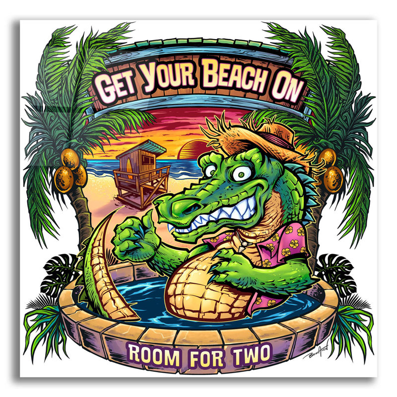 Gator polychrome sur plastique / acrylique par Flyland Designs Print, H 12 po x l 12 po x P 0,13 po