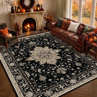 Tapis rétro antidérapant à motif médaillon Sunflower