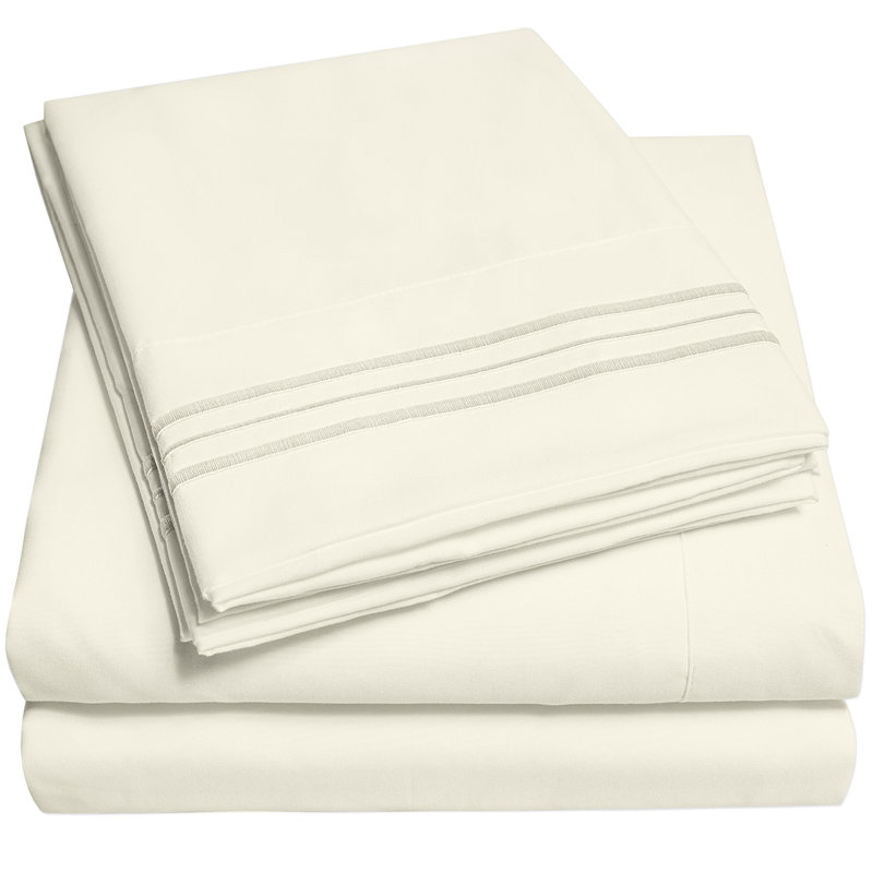 18-24" Extra Deep Pocket Ultra Soft Microfiber Solid Sheet Set, King, Ivory