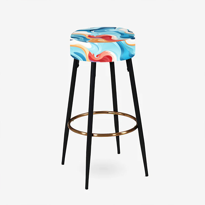 Ensemble de 2 tabourets de bar abstraits bleu et orange
