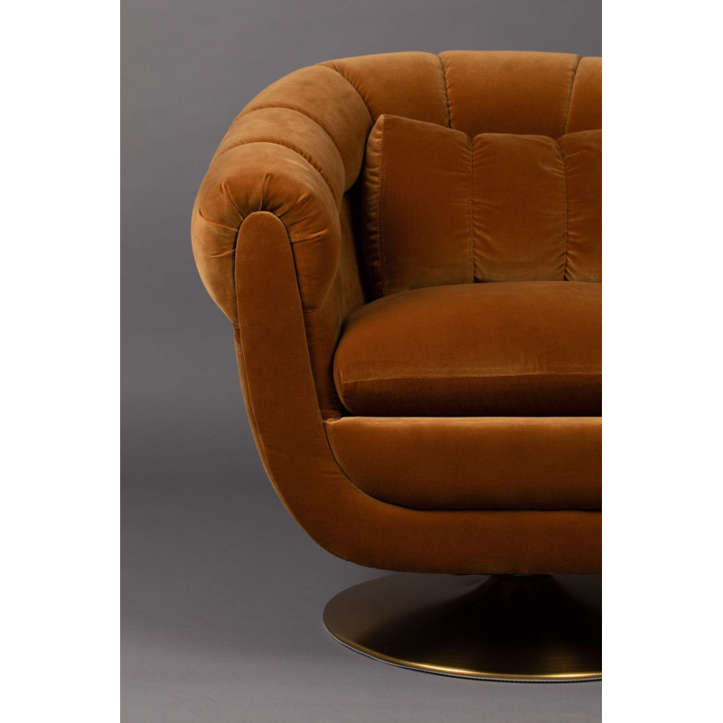 Member Swivel Lounge Chair, Orange Cotton Blend