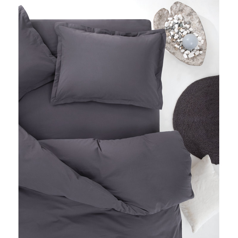 Penny Cotton Duvet Cover, King Duvet Cover, Anthracite