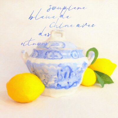 China Bleu Series Cup Soup Tureen with Lemons by Graffitee Studios - Wrapped Canvas Graphic Art Print -  Alcott Hill®, D0583F9A824E46B29F998B6CA90693A5