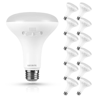 Luxrite BR30 LED Light Bulb 10W=85W 5CCT 2700K 3000K 3500K 4000K 5000K, Dimmable, 850 Lumens, LED Flood Light Bulb, UL Listed, E26 Medium Base 12 Pack