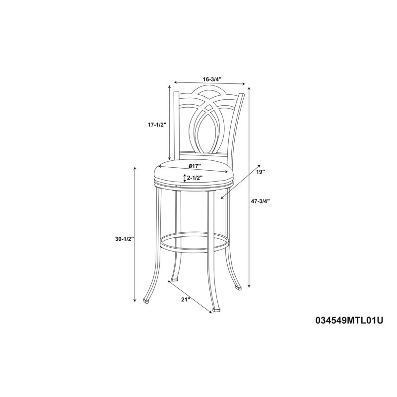 Lockridge Swivel Metal Leg Stool With Faux Leather Stool, Bar Stool (30" Seat Height)