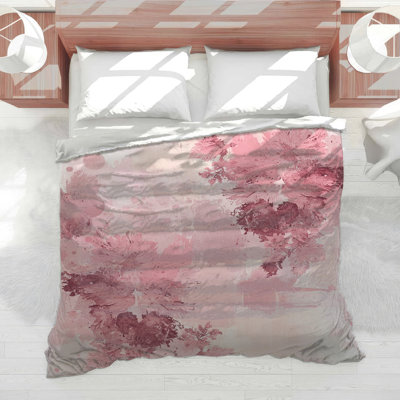 Pink Floral Abstract Comforter