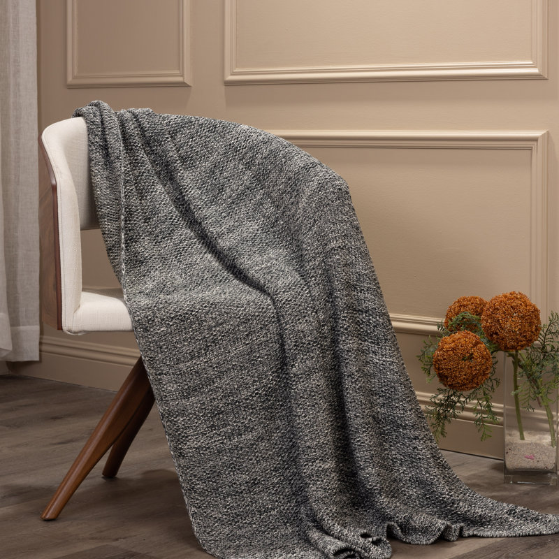 Eden Knitted Throw Blanket, Charcoal