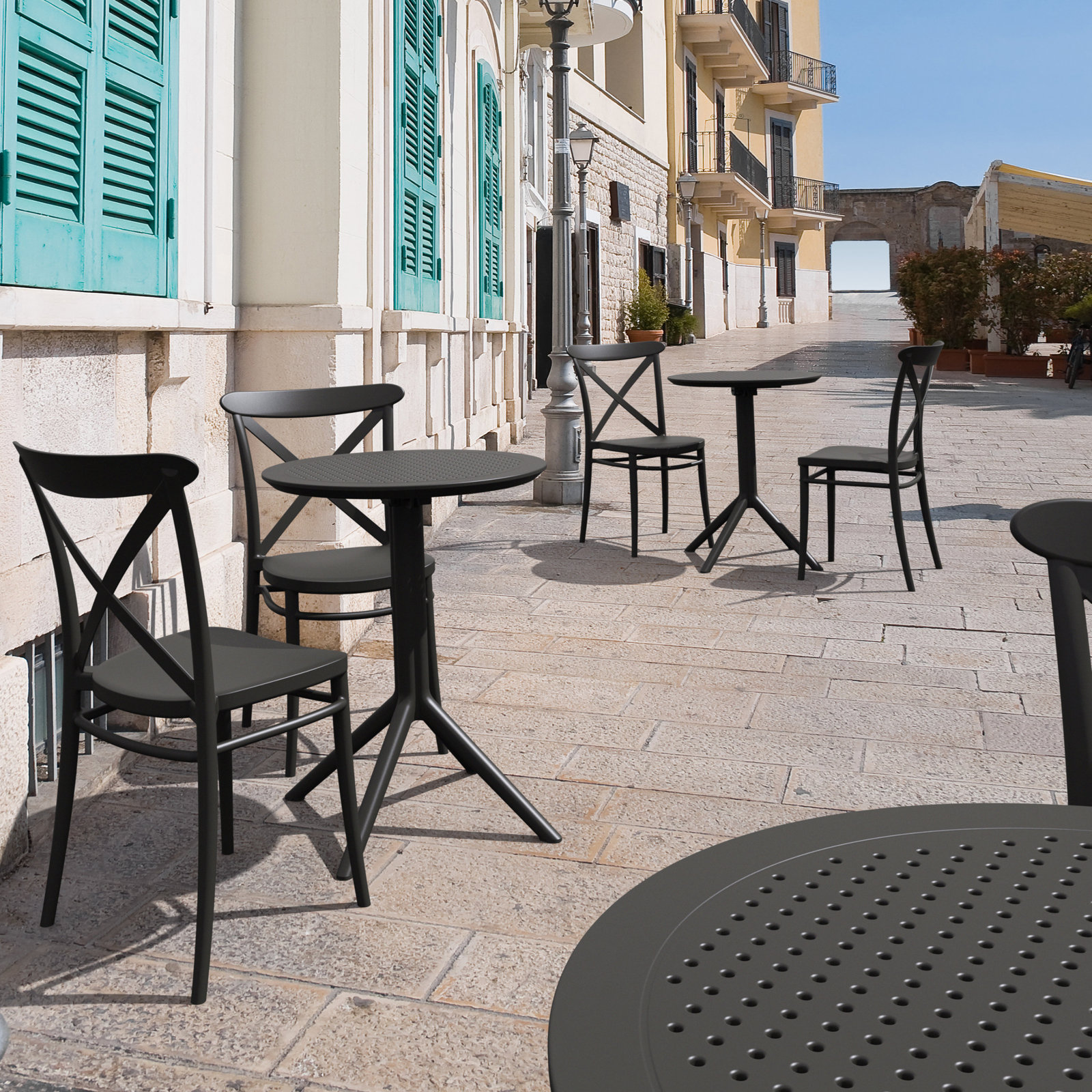 Elodie 24" Patio Bar Table, Black, 29.5" H x 23.6" W x 23.6" L