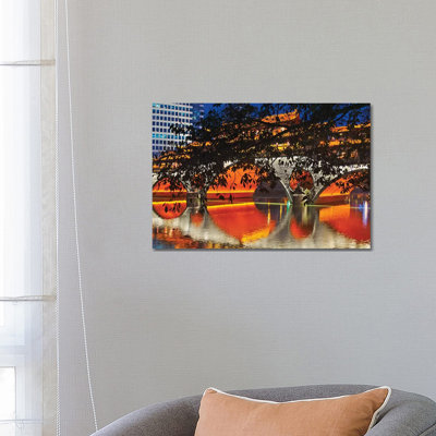 Night View Of Anshun Bridge With Reflection In Jin River, Chengdu, Sichuan Province, China by Keren Su - Wrapped Canvas Print