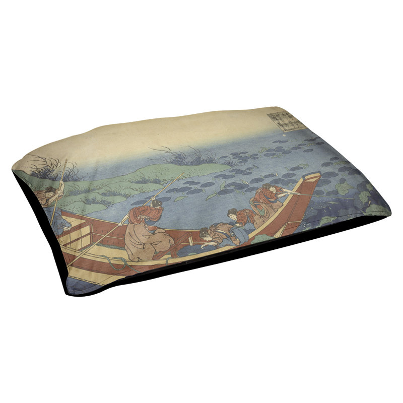 Coussin d'intérieur / d'extérieur pour chien Burkart, Petit (l 29,5 po x P 19,5 po x H 9,5 po), Jaune / Bleu