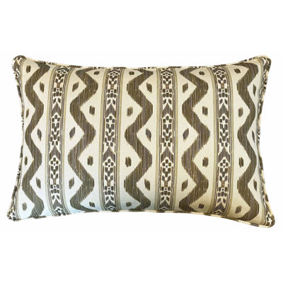Reversible Walnut Wash Ikat Lumbar Pillow Cover And Insert - Smaller Scale Pattern