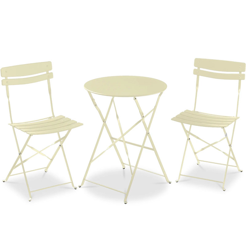 Folding Patio Bistro Set, Cream