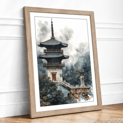Pagoda in Cloud Japandi - Framed Print
