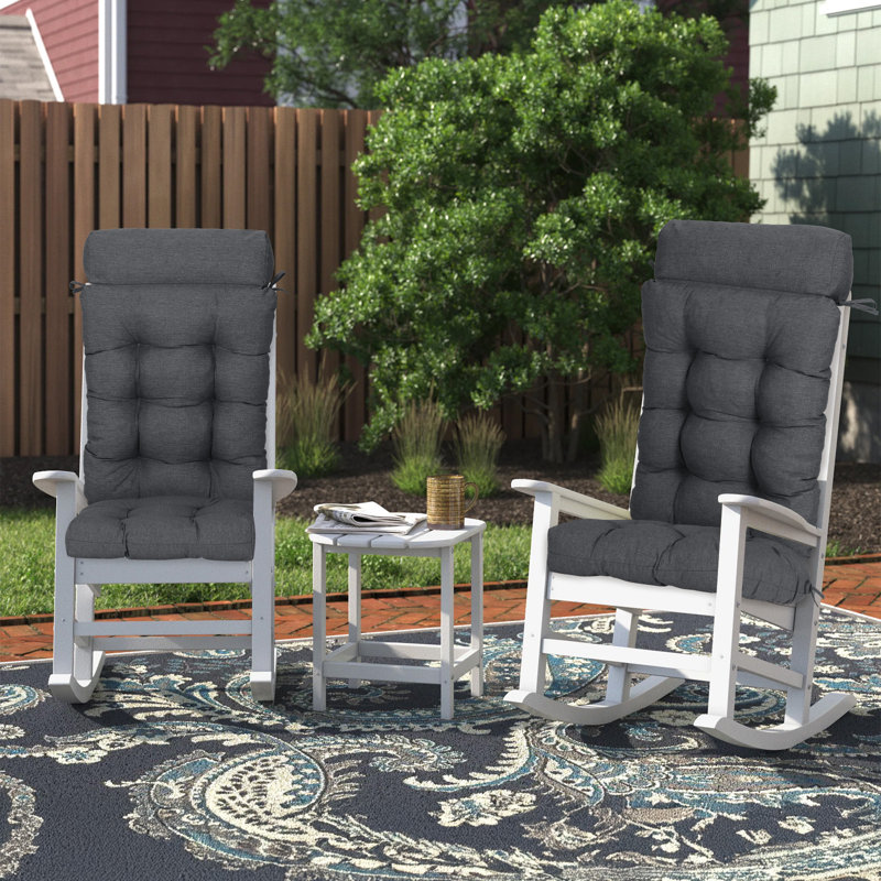  Tufted Rocking Chair Cushion, Set of 2, Dark Gray