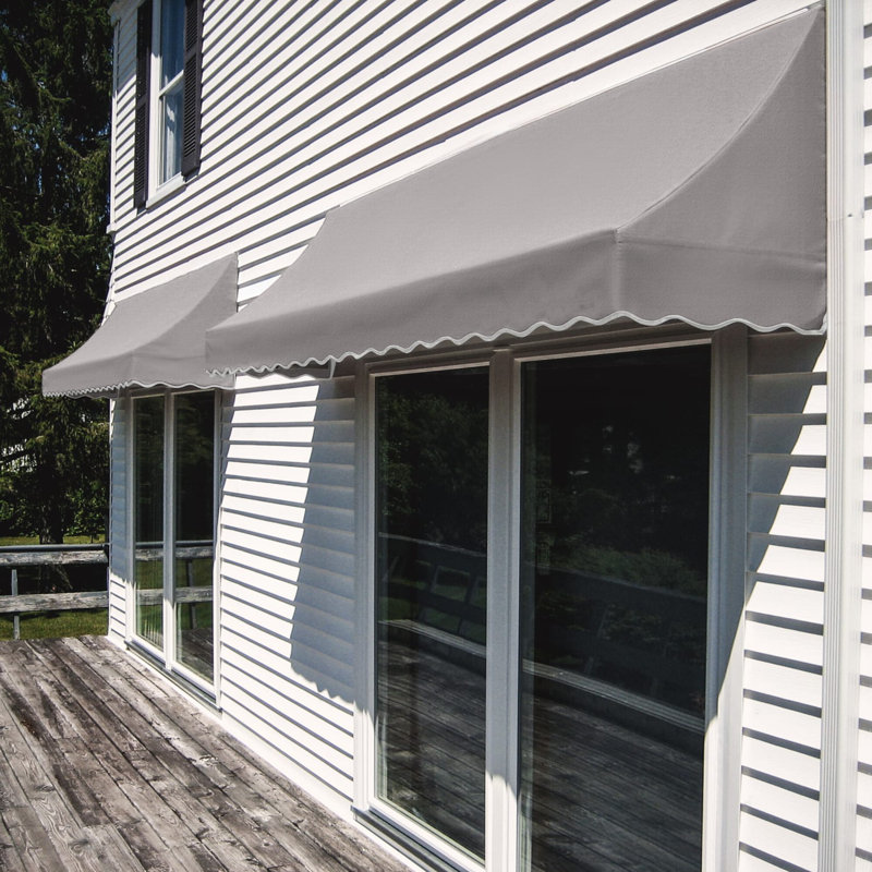 Awntech Nantucket Acrylic Fabric Fixed Awning, 44" H x 88.5" W x 36" D, Gray