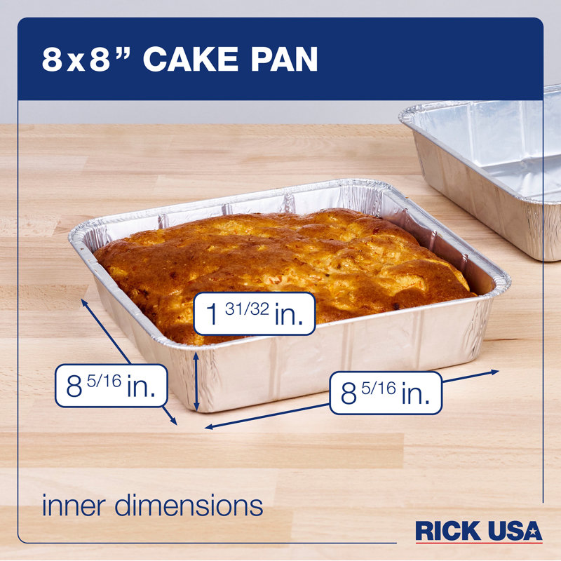 RICK USA: moule à gâteau de 8 po x 8 po - paquet de 25 - feuille d'aluminium jetable, cuisson et cuisson polyvalentes, durable, gril-four-congélateur-lavable au lave-vaisselle, recyclable