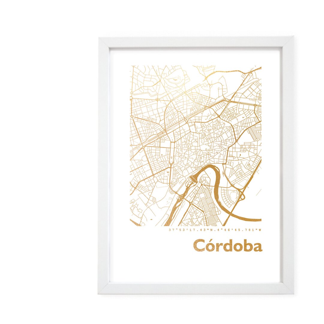 Gerahmtes Papierbild - Grafikdruck „Cordoba Map”