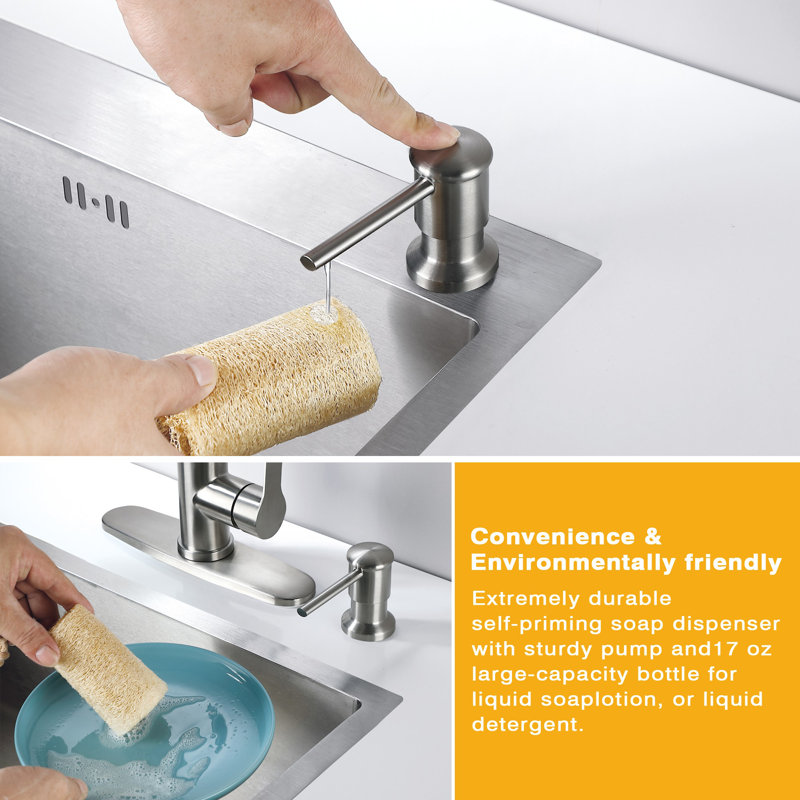 Stainless Steel Single-Handle Pull-Down Sprayer Kitchen Faucet with Soap Dispenser