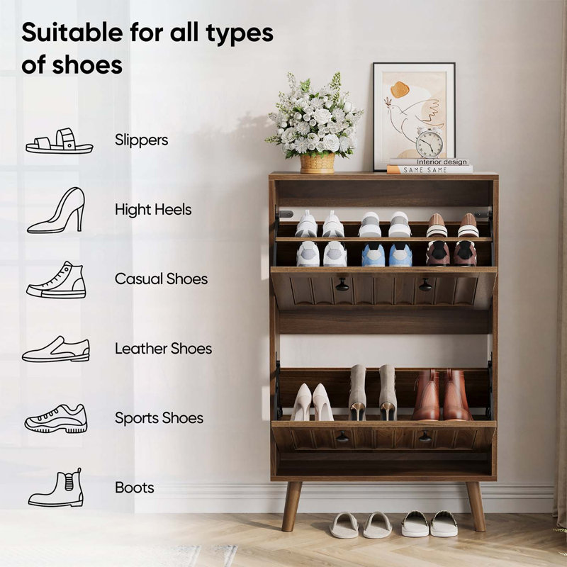 Modern Shoe Cabinet for Hallways and Entrances, 37.4" H x 23.62" W x 9.45" D
