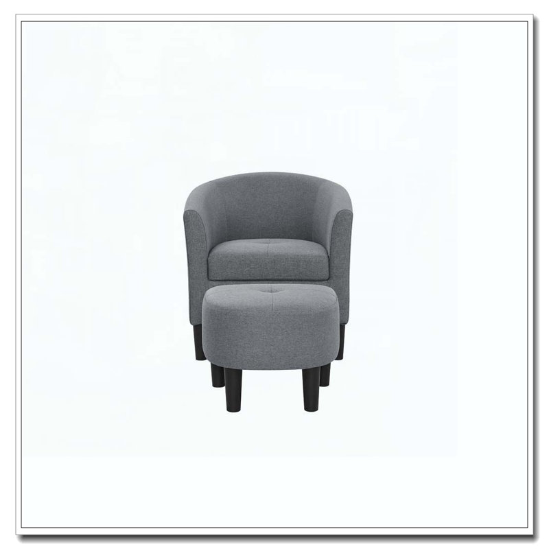 25.5" Wide Polyester Barrel Chair and Ottoman