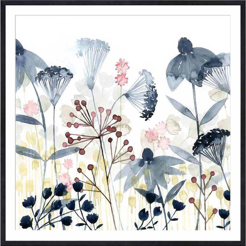 «Layered Gardens I» par Grace Popp - peinture encadrée, H 12 po x l 12 po, Noir