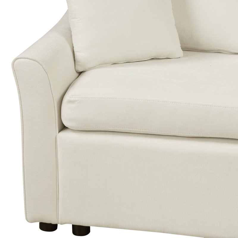 Canapé-lit convertible en L de 124,8 po avec deux coussins de dossier, Chenille beige
