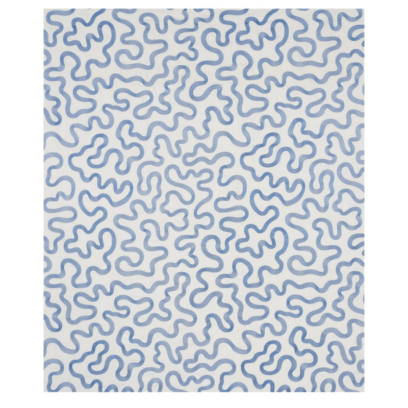 Tissu brodé Riley, Bleu marine / ivoire