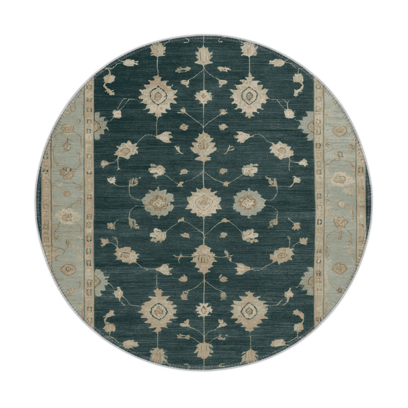 Overdyed Green Indoor and Outdoor Area Rug, Rectangle 5' x 7'