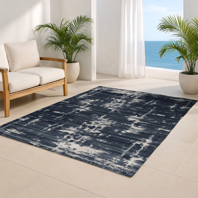 Abstract Gray Indoor and Outdoor Area Rug
