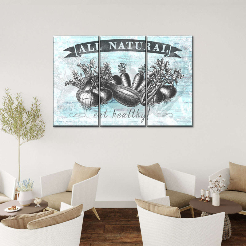 Ensemble de 3 produits entièrement naturels sur toile, H 24 po x l 38 po x P 1,25 po