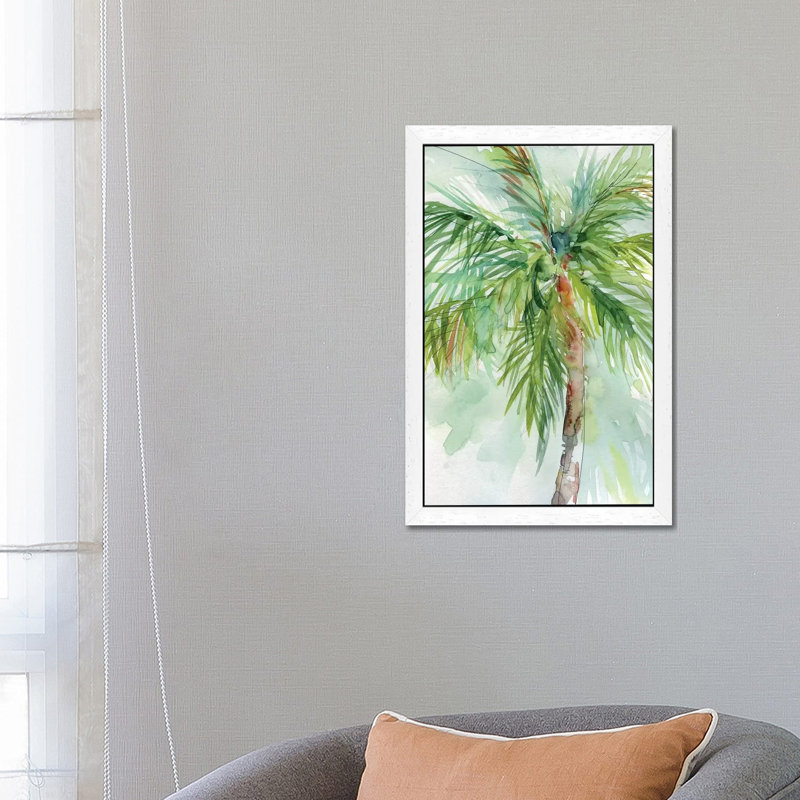 Palm Breezes II by Carol Robinson - Floater Frame Painting on Canvas, 152.5 cm H x 101.5 cm W, White
