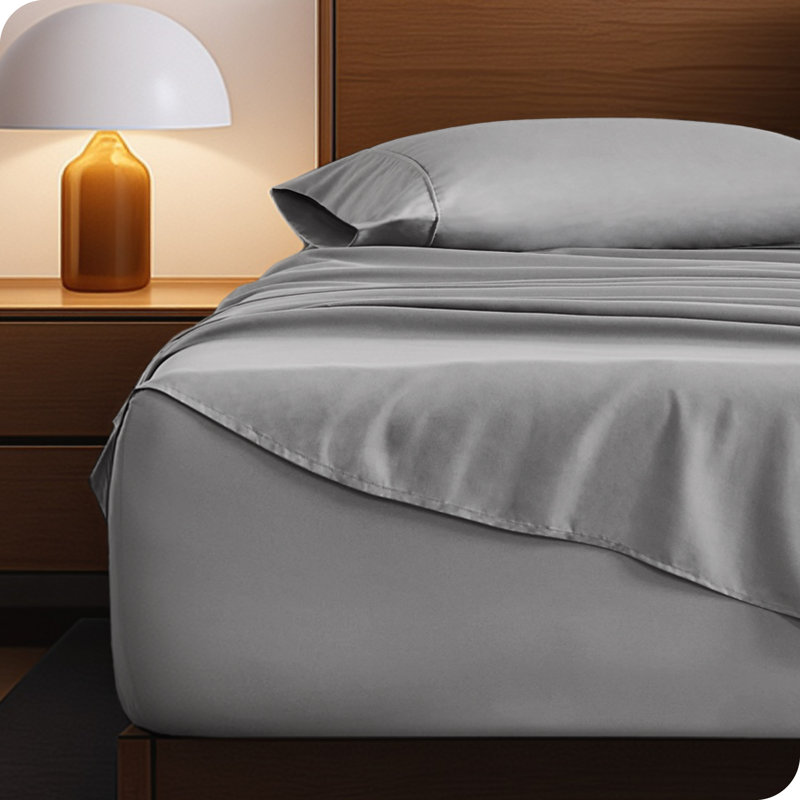 Ensemble de draps en microfibre 22 po, Gris clair, Ensemble de draps pour lit double avec 2 taies d'o