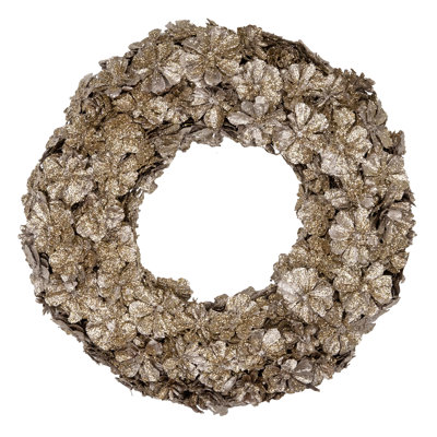 Couronne de Noël artificielle en forme de pomme de pin dorée 12 po