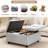 Large Square Storage Bench, Footstool With Two Storage Doors, Mid-Century Modern Coffee Table