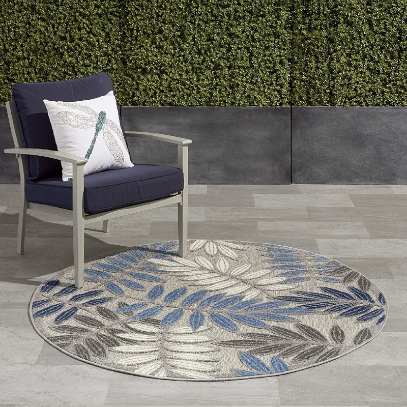 Milwaukee Performance Floral Indoor / Outdoor Rug, Round 4'