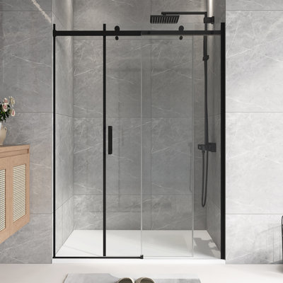 54" W X 74" H  Sliding Frameless Shower Door With Clear Tempered Glass