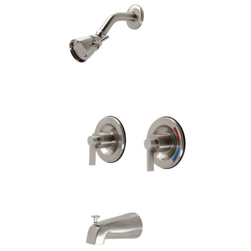 Robinet de baignoire et de douche à pression équilibrée avec valve brute NuvoFusion, Nickel brossé