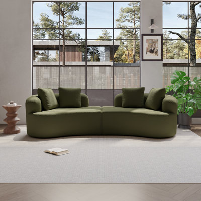 Canapé modulaire incurvé, 2 sections autoportantes, rembourrage en peluche, support en mousse et à ressorts, sans canapé d'assemblage pour les petits espaces