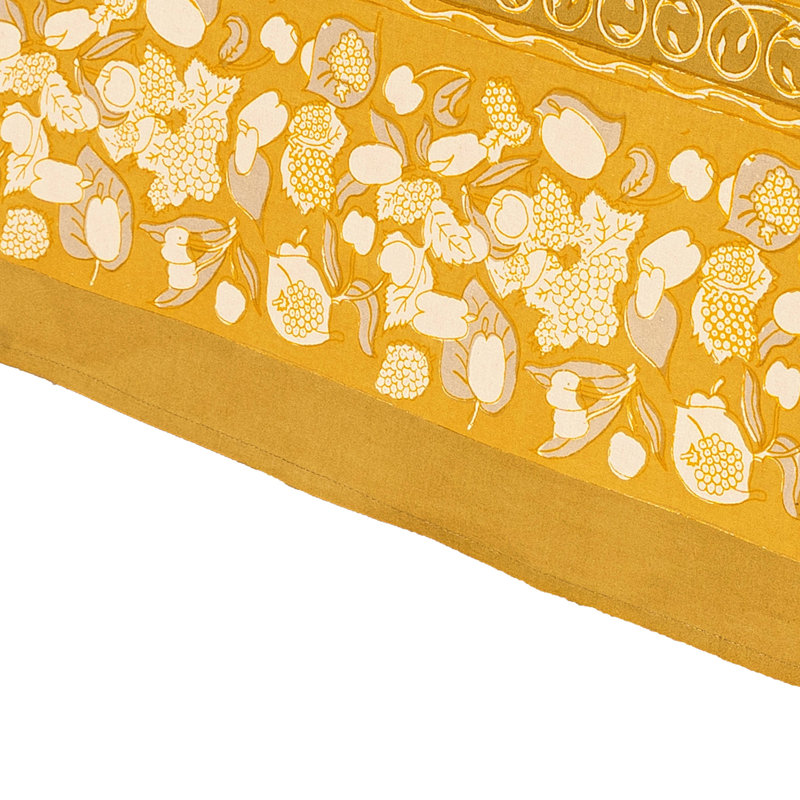 Forest Harvest Handmade Floral Tablecloth, Mustard/Gray, 71" x 71"