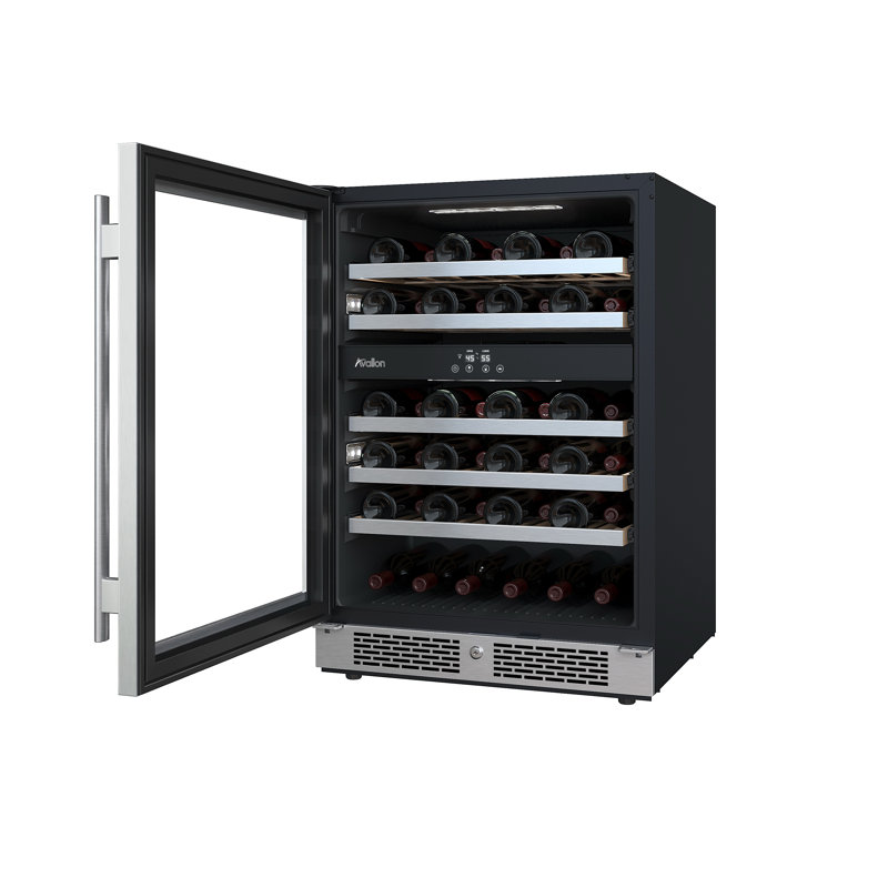 45 Bottle and 15 Can Dual Zone Built-In Wine Refrigerator, Right Handed