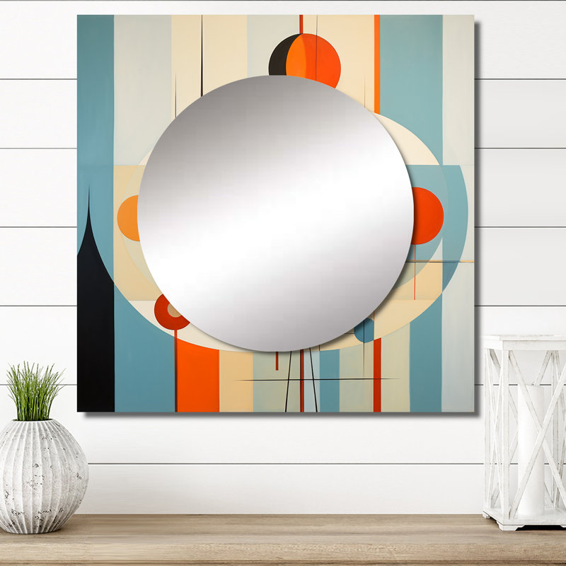 Miroir mural de salon Lerenzo - Mid-Century, 36 po x 36 po