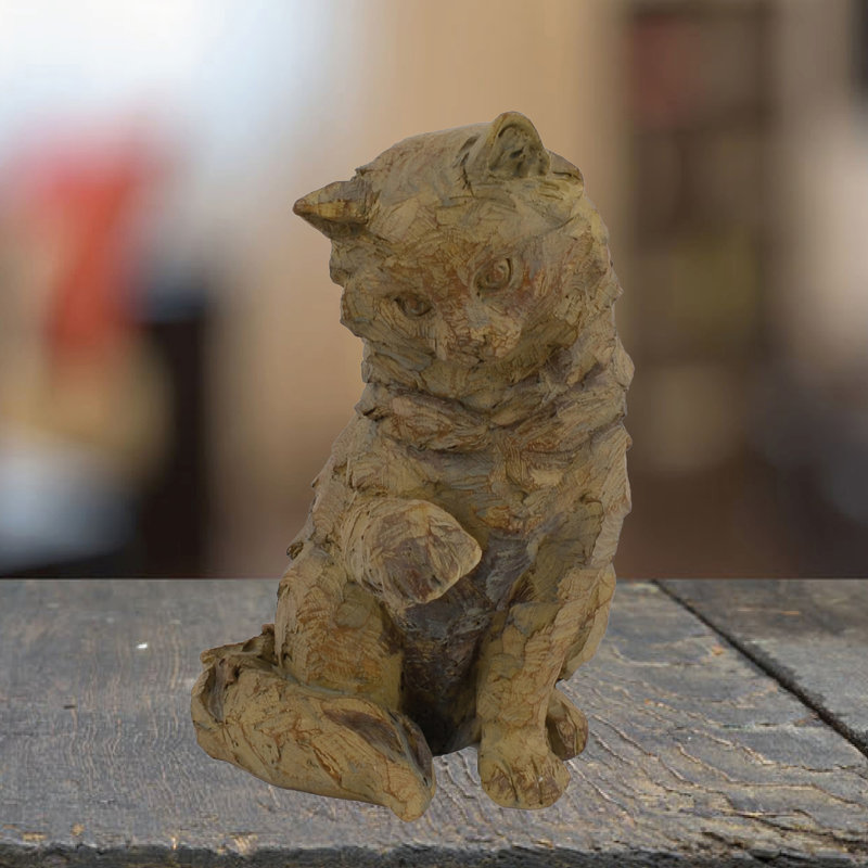 Joaquin CAT 25cm Carved Wood Effect