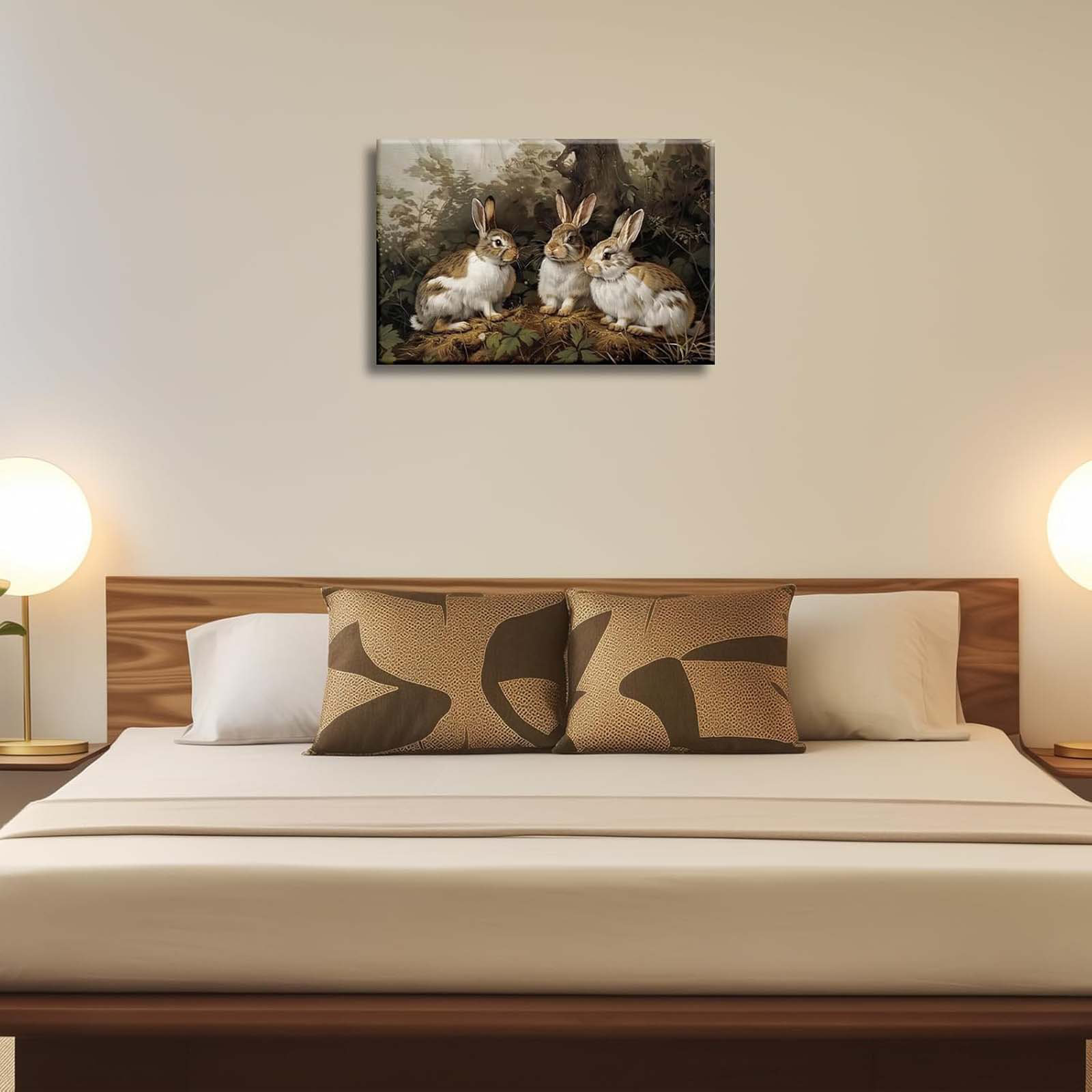 Union Rustic Rabbit Canvas Wall Art Three Rabbits Poster Vintage Forest ...