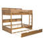 Lit double superposé au dessus d'un lit double avec lit gigogne, bois antique-1653614246