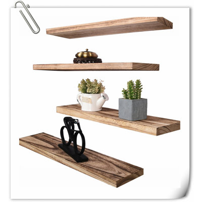 Tablette flottante en bois massif 4 pièces Wimer