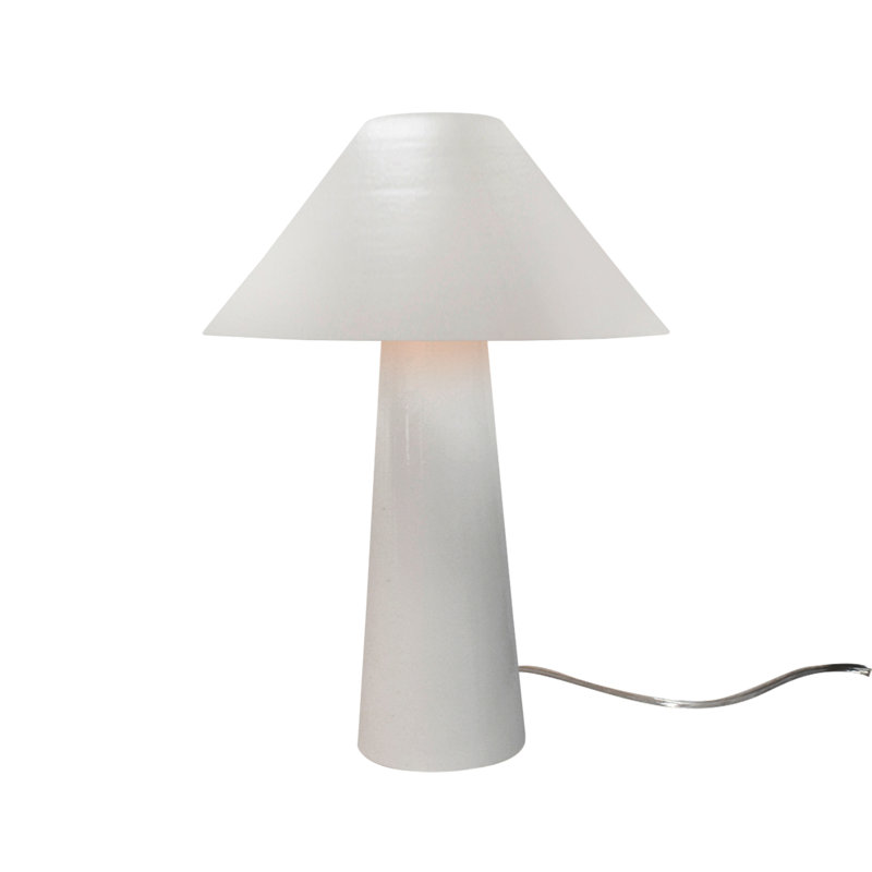 Lampe de table en céramique Caroldine, Blanc mat / or champagne